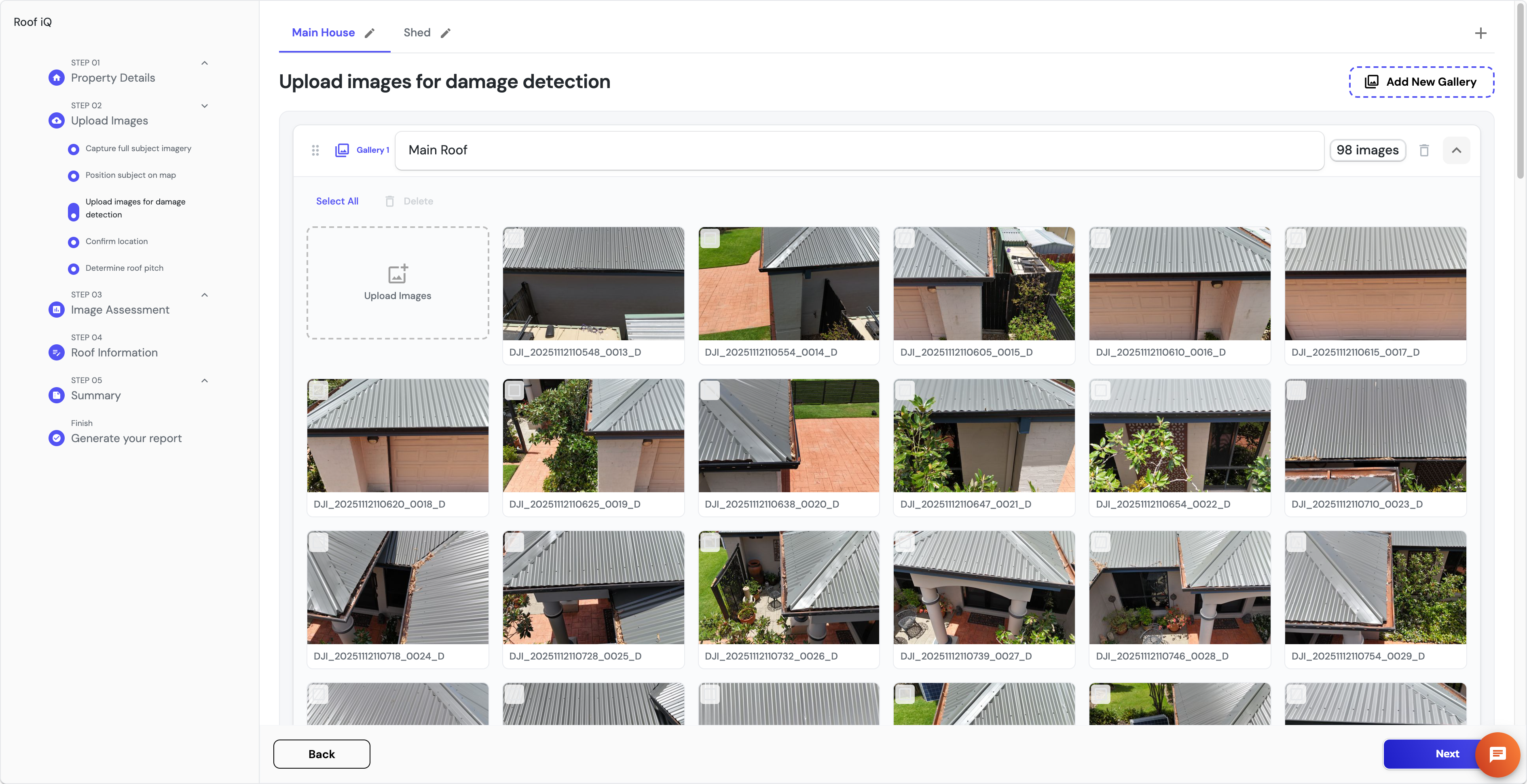 ARIS Detect Upload Images gallery screen