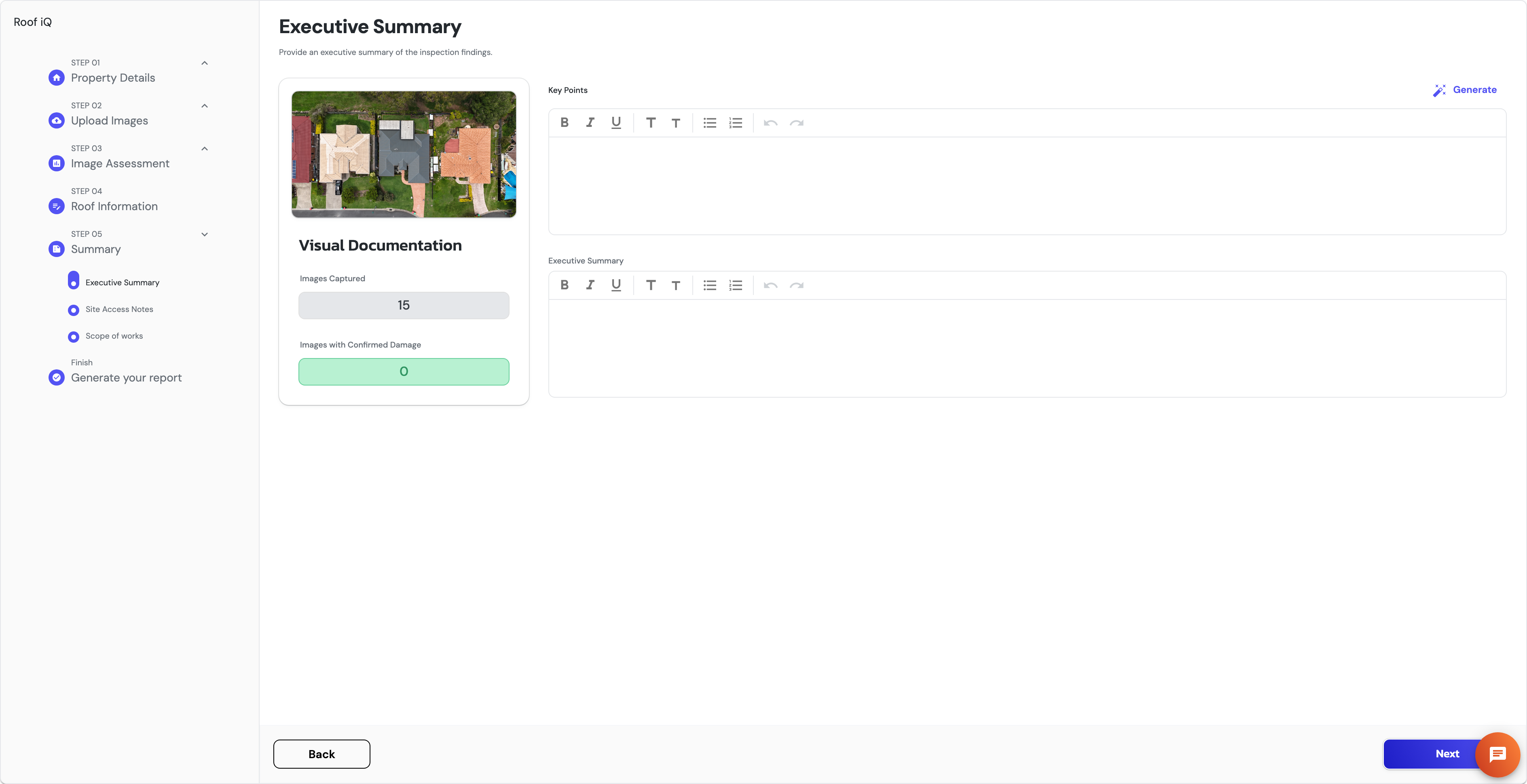 ARIS Detect Summary and Report generation screen