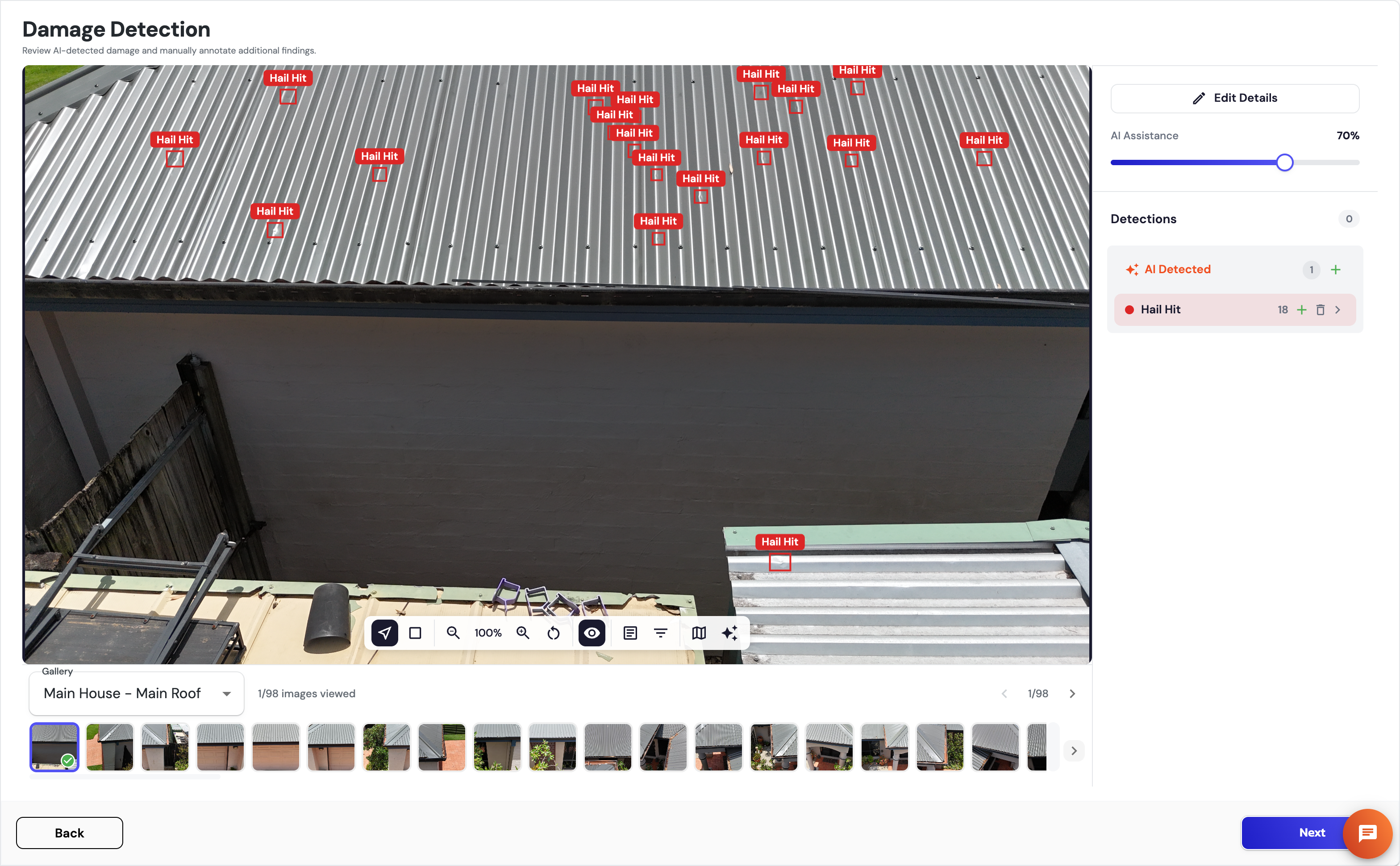 Image Assessment screen