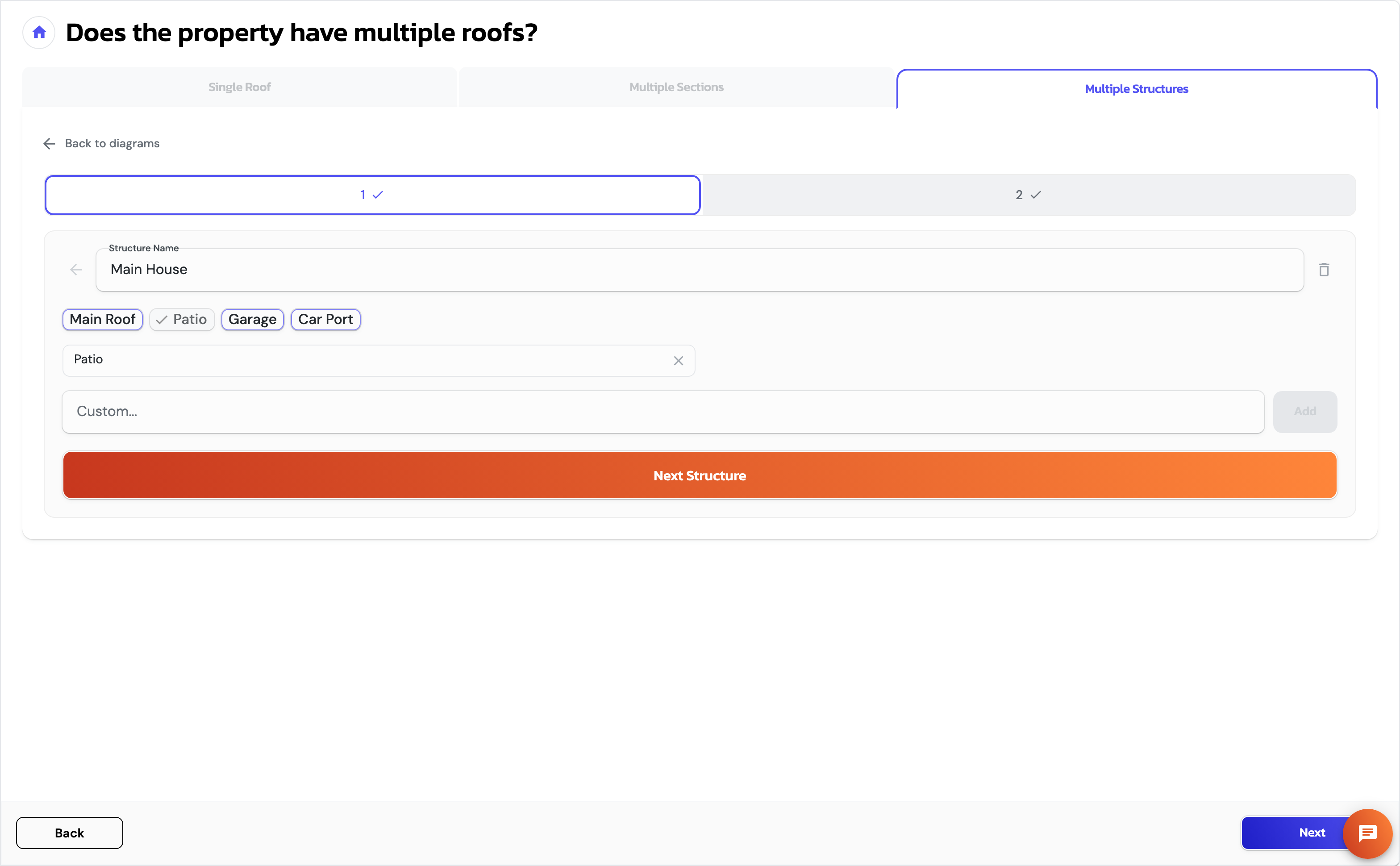Multi-structure tabs